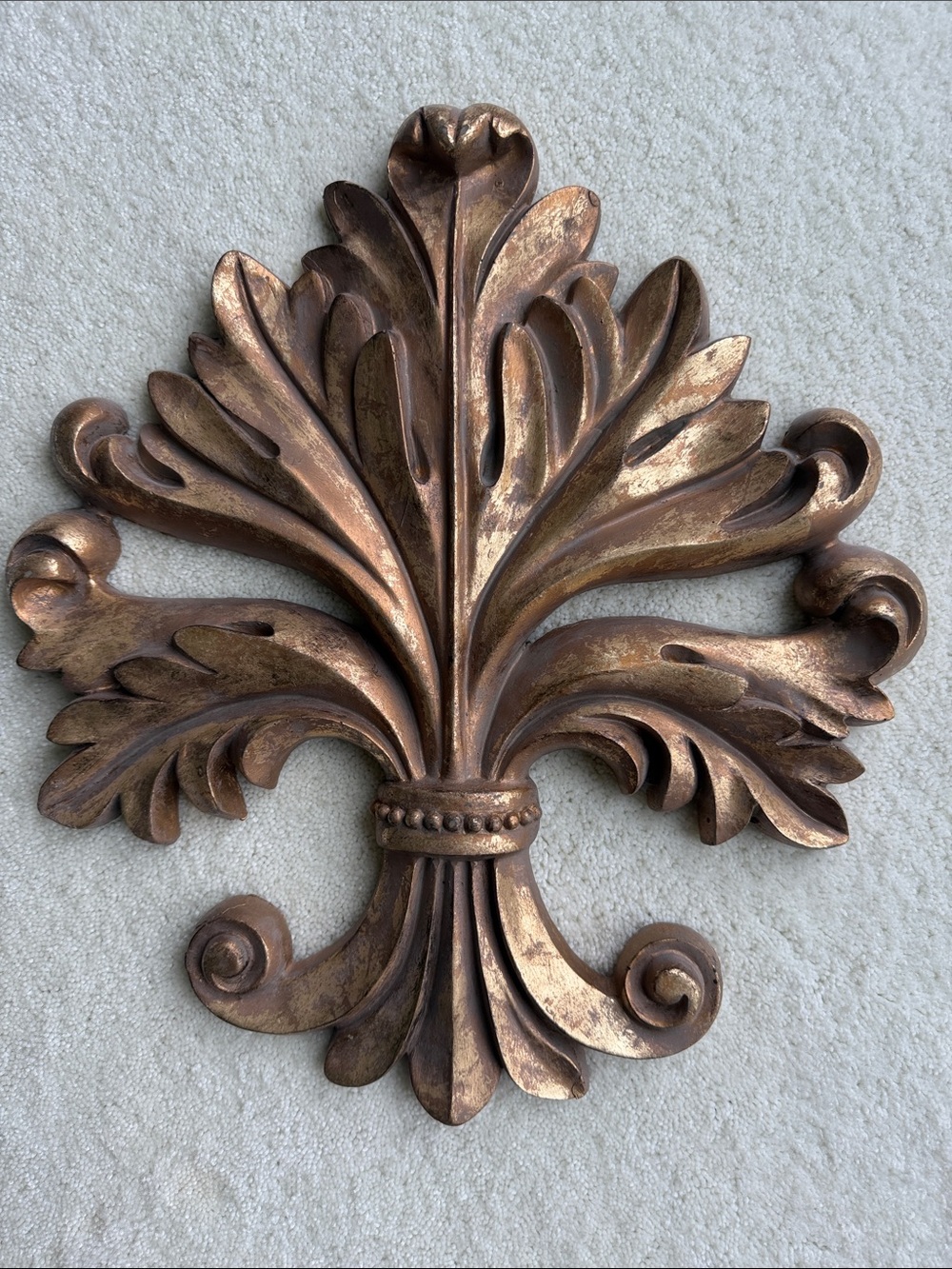 Fleur de Lis Style Wall Hanging Decorative Moulding Plaque French Style Gold